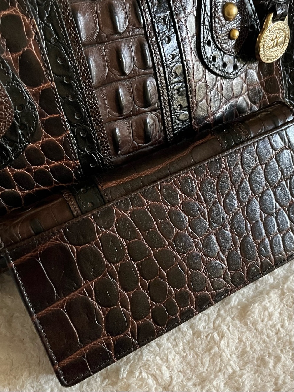 Brahmin Croc-Embossed Leather Satchel with Matching Wallet - Picture 4 of 12